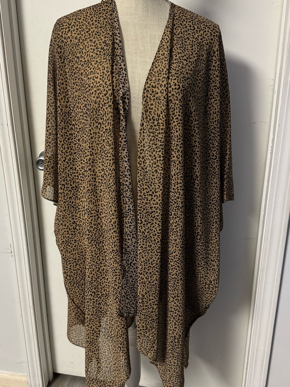 Newbury Kustom Leopard Print Open Cardigan - Tan and Black - Picture 2 of 5
